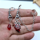 Gothic Chain Ear Clip Asymmetrical Cuff Earrings The Beating Heart Jewelry Gift