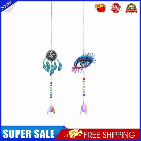 2pcs Crystal Wind Chimes Diamond Hanging Light Catcher Home Decor (ZH006)