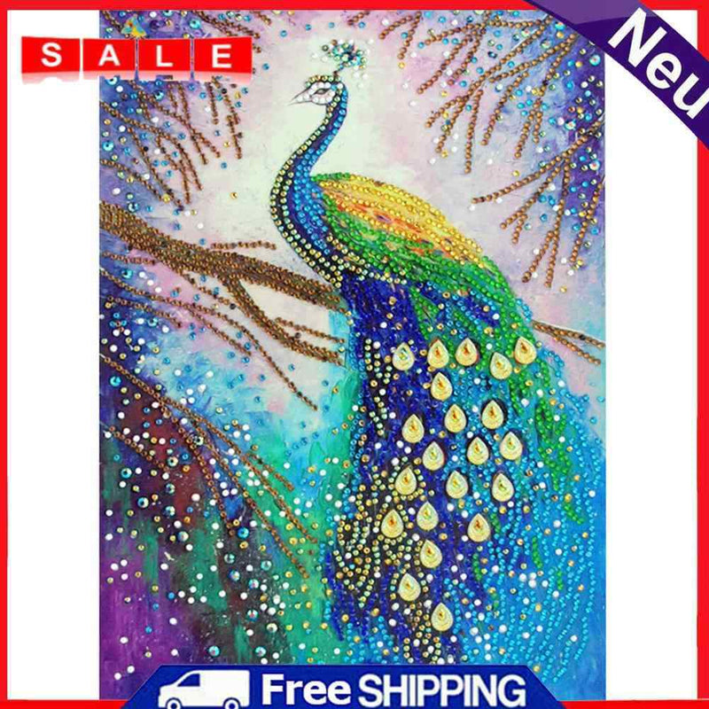 5D DIY Special Shaped Diamond Painting Peafowl Cross Stitch Craft Needlework Kit