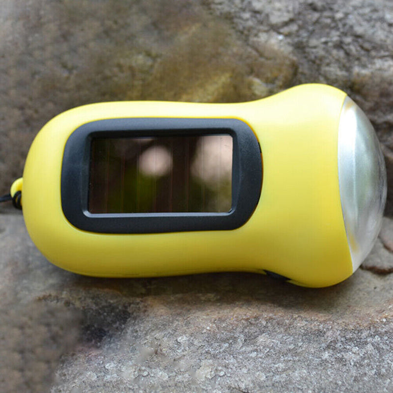 Hand Crank Solar Dynamo Torch Lamp Outdoor Emergency LED Flashlight (yellow