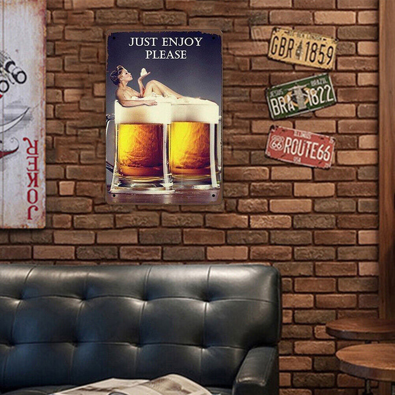 20x30cm Beer Print Rectangular Metal Waterproof Tin Drawing Flat Style