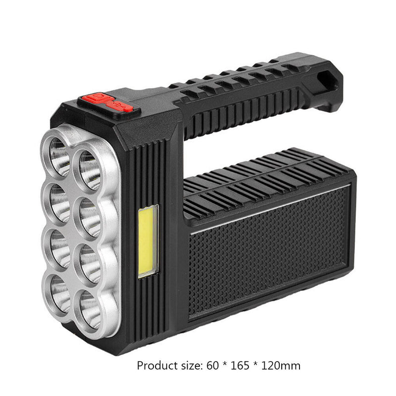 Solar Powered LED Flashlight USB Torch Camping Outdoor Household Hand Lamp Light