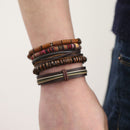 Man European Hot Retro Multilevel Cowhide Handmade Woven Bracelet
