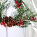 Ornaments Foam Christmas Wreath Garland Vine Red Fruit Leaf Pine Cone Decor