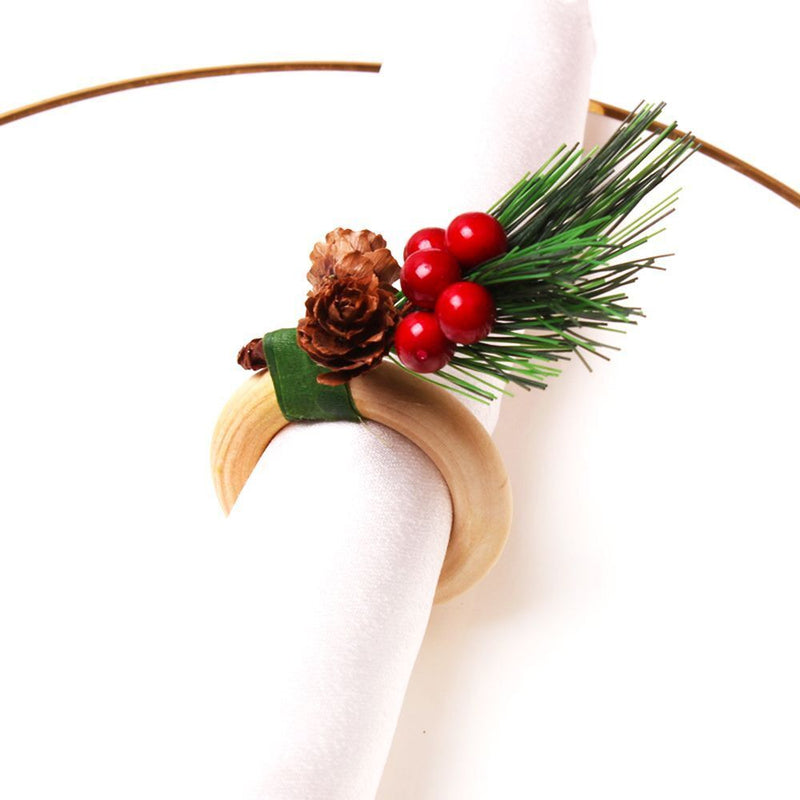 Wooden Napkin Ring Pine Cones Napkin Holder Handicraft Christmas Napkin Rings