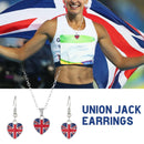 Heart-shape Necklace & Earrings Set Union Jack Jubilee Pendants Birthday V5G8