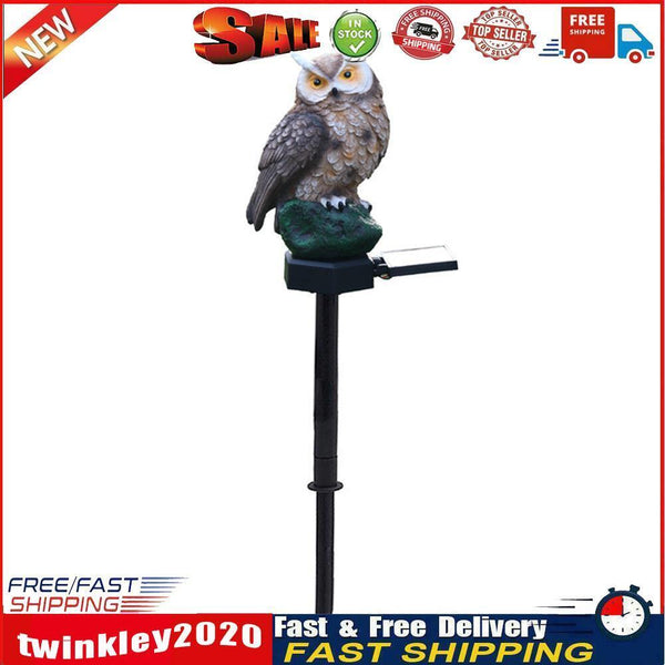 Solar LED Lawn Lights Owl Outdoor Landscape Statue Night Lamp (Dark Brown) Newly