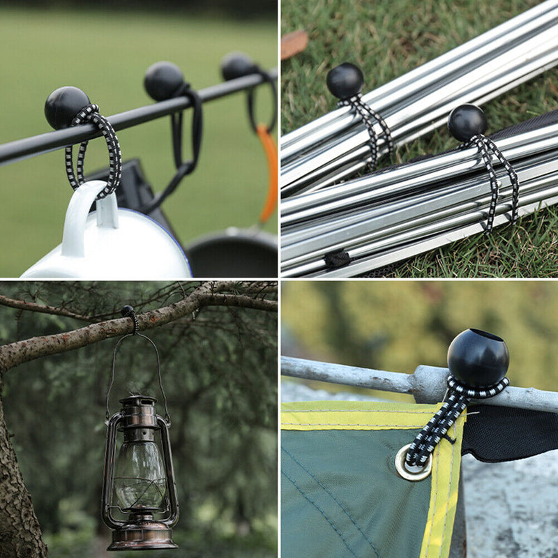 12pcs Outdoor Camping Binding Belt Elastic Ball Canopy Buckle Tent Fixing R