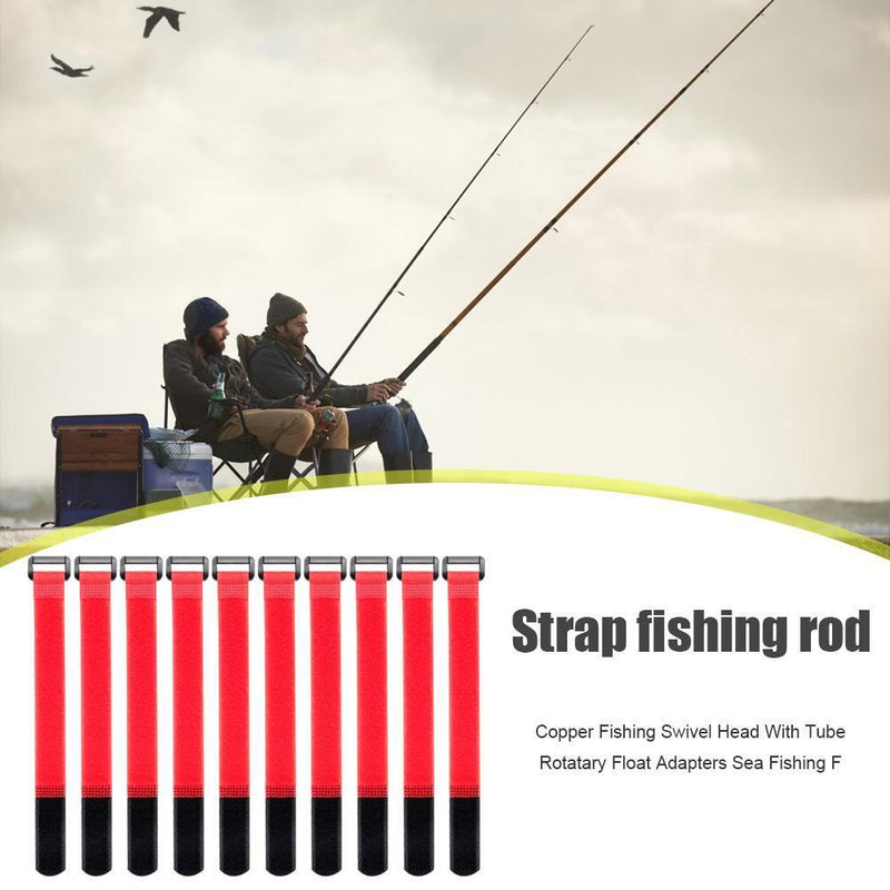 20pcs Fishing Rod Tie Strap Holder Suspenders Hook Cable Cord Belt (Red)