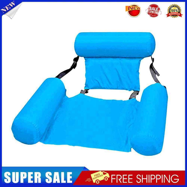 Floating Bed Swimming Pool Inflatable Water Longue w/Backrest (Light Blue)