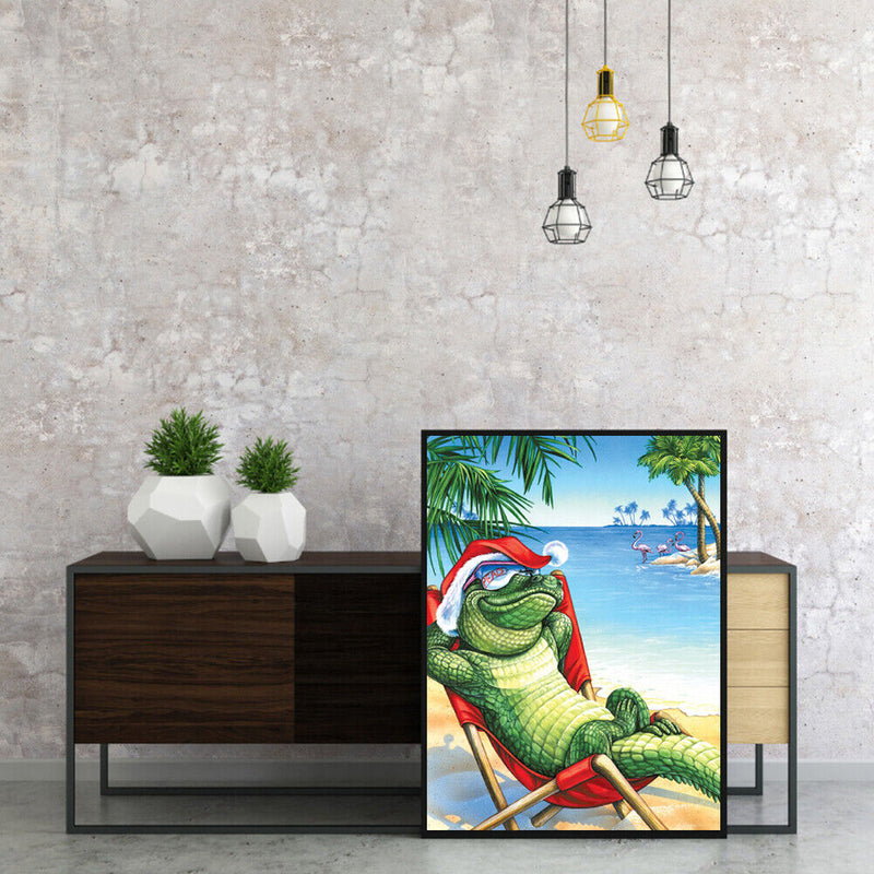 Acrylic Oil Painting By Numbers Christmas Crocodile Digital Picture Artwork