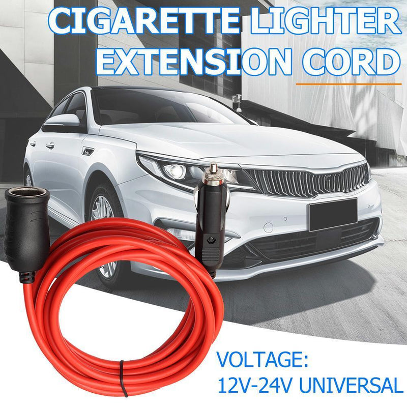 12V 24V 10A Car Cigarette Lighter Socket Extension Cord Cable 12ft Red