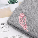 Knit Hat Knitted Cap Warm Hats Feather Embroidery Hats Women's Cotton Beanies