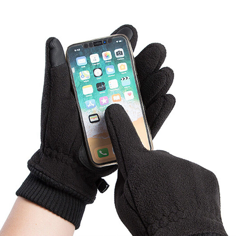 Warm Fleece Touch Screen Outdoor Cycling Windproof Gloves for Men (Black) Newly