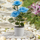 #A 3LED Rose Flower Solar Light Potted Plant Landscape Lamp Home Office Decorati