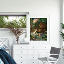 Cabin River Fish Canvas Paint By Numbers Oil Hand Painted Home Drawing Kit