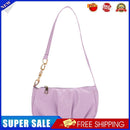 Women Pleated Chain Solid Color Underarm Bag Casual Small Handbag (Purple)
