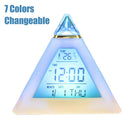 Portable Kids Wake Up Light Alarm Clock 7 Color Backlight Calendar Thermometer