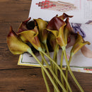 10pcs Calla Bridal Wedding Bouquet  Latex Real Feeling Flower Wine Red