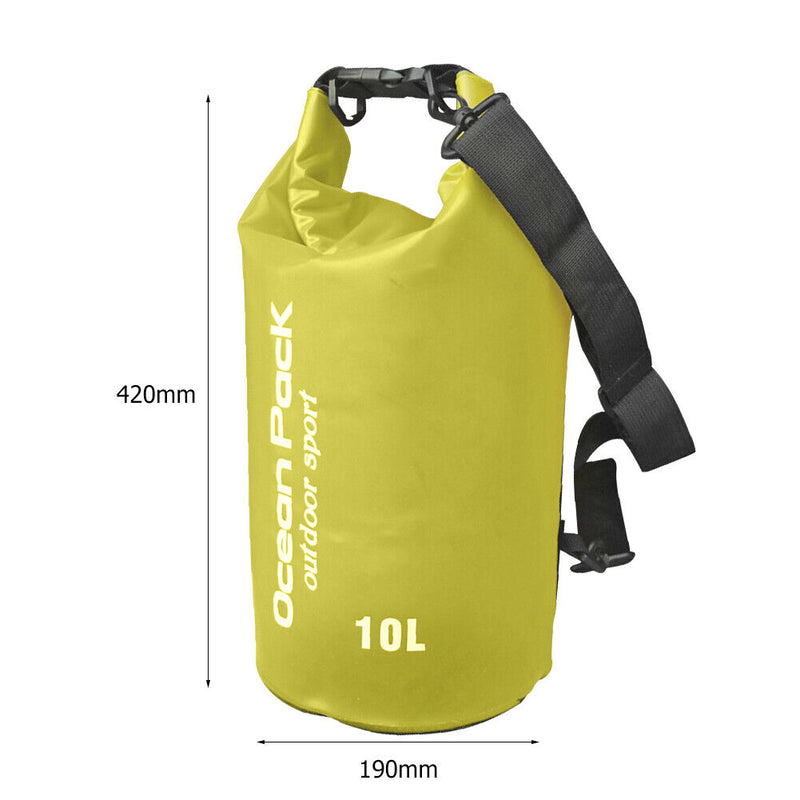 Waterproof Pouch Dry Sack for Drifting Swimming Trekking Bag (Yellow 10L) Newly