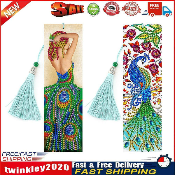 2pcs 5D Special Shape Diamond Painting Bookmark Mosaic Leather Page-Marker Newly