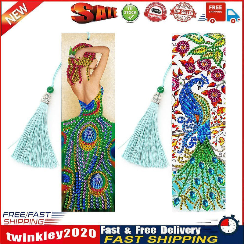 2pcs 5D Special Shape Diamond Painting Bookmark Mosaic Leather Page-Marker Newly