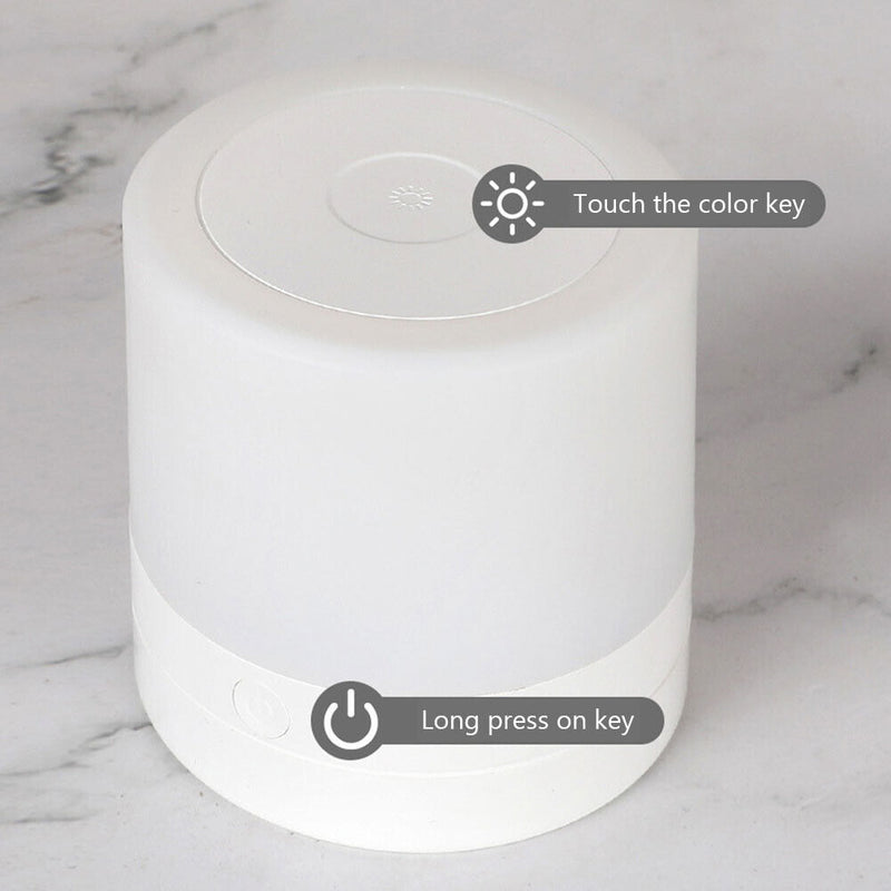 LED Night Light 7 Colors USB Bedside Living Room Table Lamp (Touch White) Newly