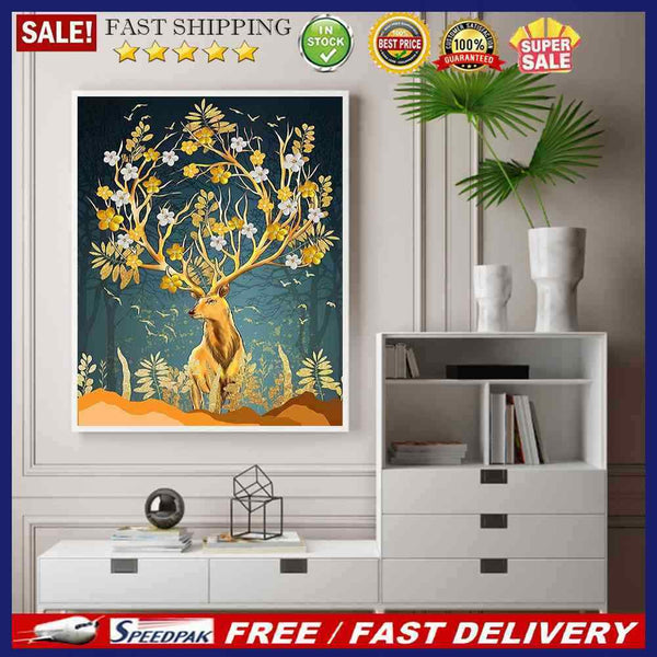 Golden Deer Oil Paint By Numbers Kit DIY Home Decoration Gift Wall Art Pictur
