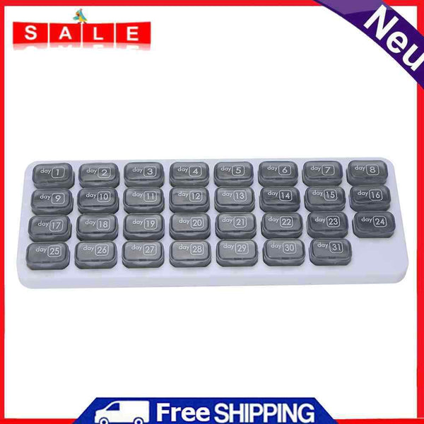 31 Grids Pill Box Transparent Monthly Tablet Holder Medicine Dispenser Storage