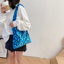 Female Animal Pattern Shoulder Bag Colorful Fluffly Top-handle Shopping Handbags