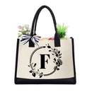 Canvas Shoulder Bags Letters Flower Clothing Storage Simple Shopping Handbags