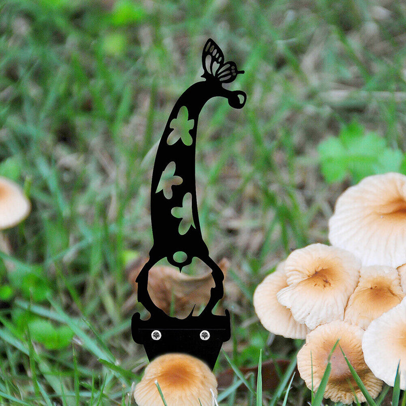 Metal Black Tree Trunk Gnome Lawn Stakes Yard Art Outdoor Home Garden Decorat