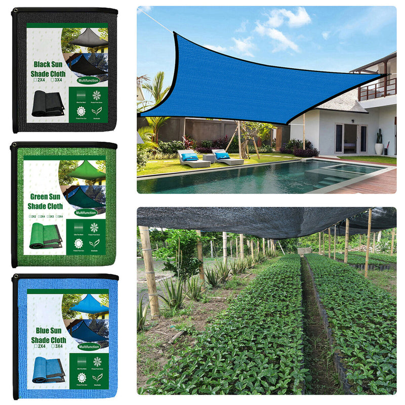 Sun Shade Sail - Canopy Awning Screen Plant Greenhouse Cover (Green 2x4m) Newly
