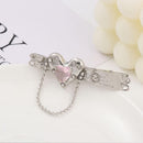 No Bend Chain Tassel Design Simple Metal Hair Clip Pink Love Heart Sweet Cool