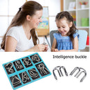 8pcs Blue Metal Montessori Wire IQ Mind Brain Teaser Jigsaw Puzzle Stress Relief Toys