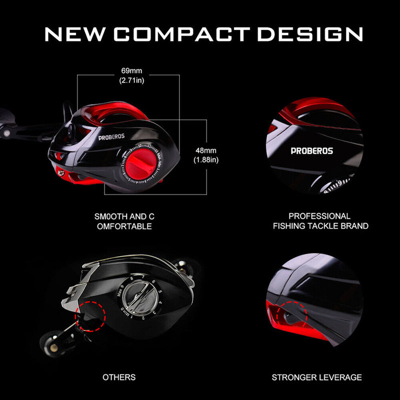 7.2:1 High Speed Baitcasting Wheel Spool Saltwater Freshwater Fishing Tackle