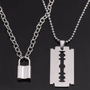Women Men Party Jewelry Punk Choker Chain Necklace Collar Key Lock Pendant