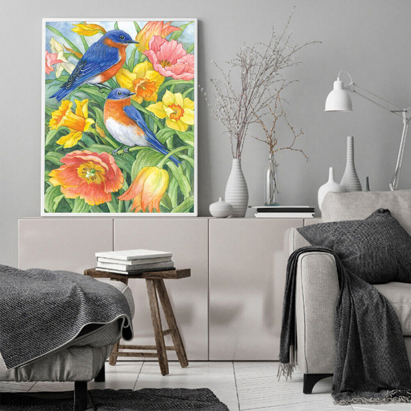 Frameless Bird Flower Oil Paint By Numbers Kit DIY Acrylic Handmade Handicraft