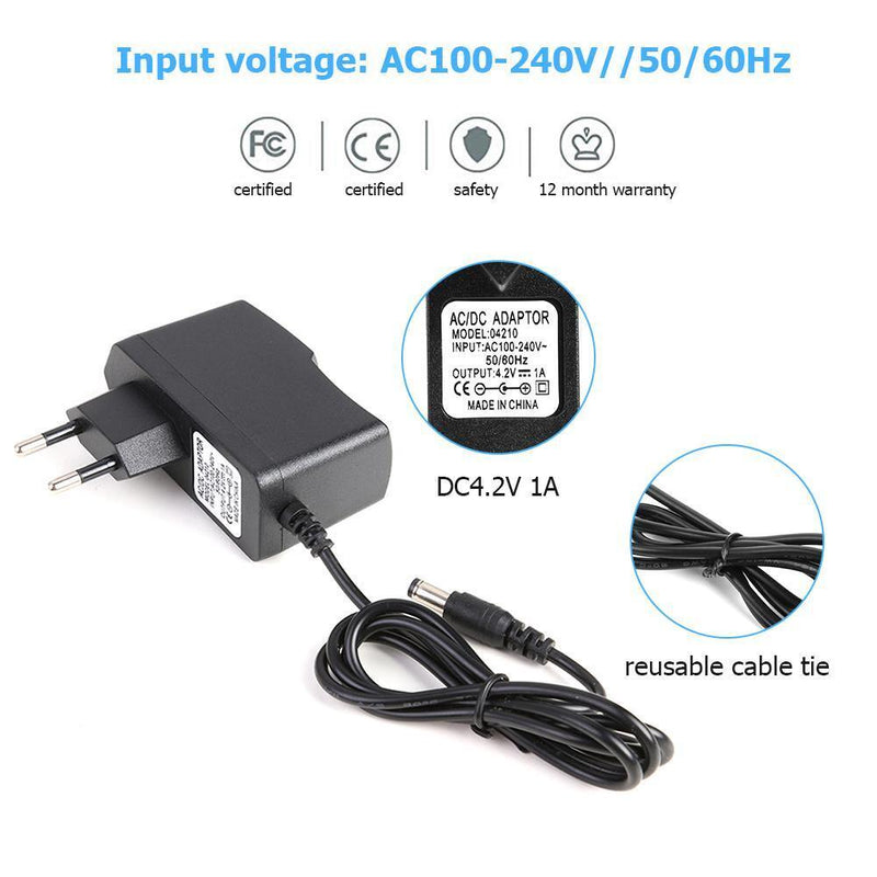 18650 Battery Charger Power Adapter DC 5.5x2.1mm Li-ion Charger 4.2V 1A Output