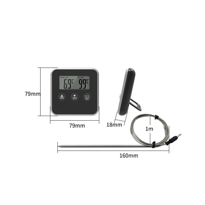 Digital Cook Food Temperature Meter Barbecue Sensor with Probe Tool (Black)
