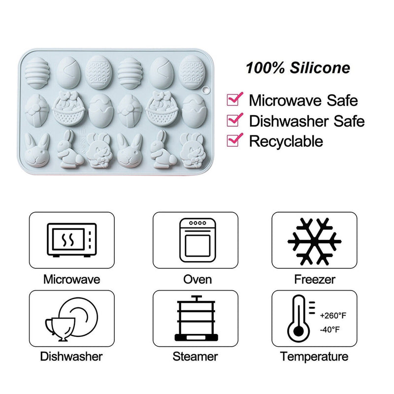 Fondant Moulds Easter Egg and Bunny - 18 Cavities DIY Fondant Cake Making Mol