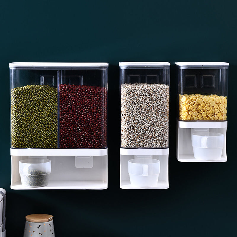 Dry Food Dispenser Wall Mounted - Grains Storage Space Saving (1500ml) Newly