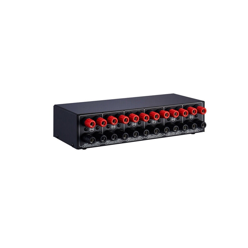 2-IN-4-OUT Amplifier/Speaker Splitter Stereo Audio Switcher Box Selector + Amp