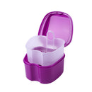 Dental False Teeth Storage Box w/Hanging Net Container Organizer (Purple) Newly