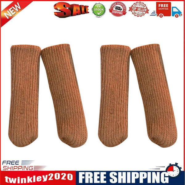 4pcs/set Pure Chair Feet Sock Thickened Table Leg Knitted Cover (Coffee)