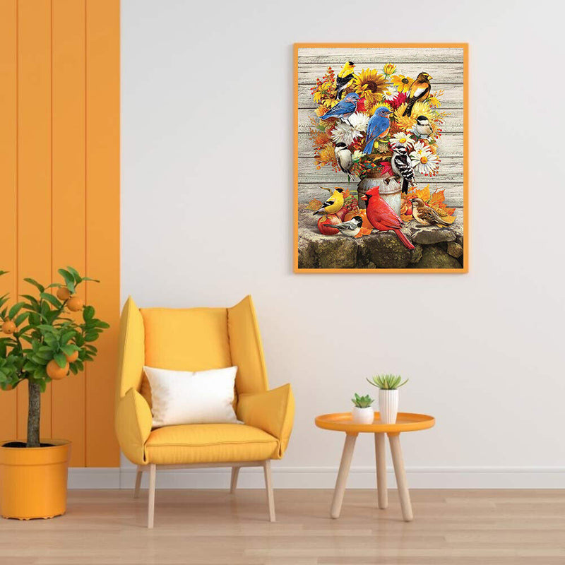 Canvas Painted Oil Paint By Numbers Bird Animal DIY Wall Art Bedroom Home Dec