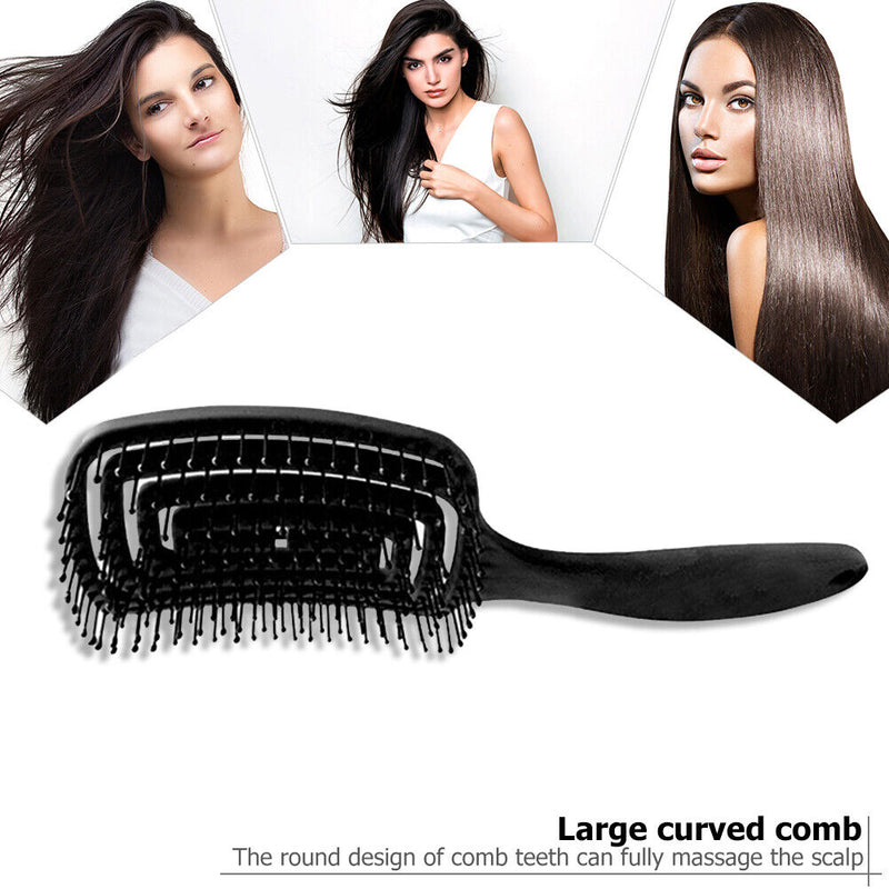Massager Comb Wide Teeth Anti-static Salon Styling Smooth Hair Combs(Black)