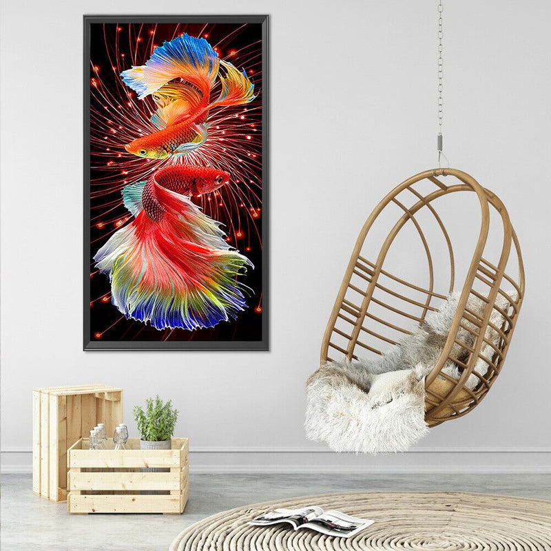 11CT Full Cross Stitch Pair of Koi Counted DIY Needlework Animal Wall Art Crafts