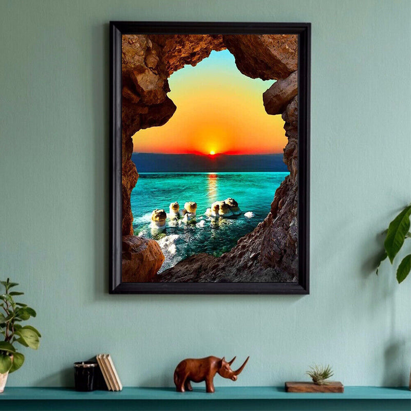 DIY Kit 5D Diamond Painting Sunset by The Sea Full Round Drill Drawing Ornaments