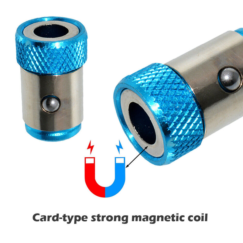 2pcs 6.35mm Shank Drill Bit 1/4 inch Screwdriver Bit Magnetic Rings Blue